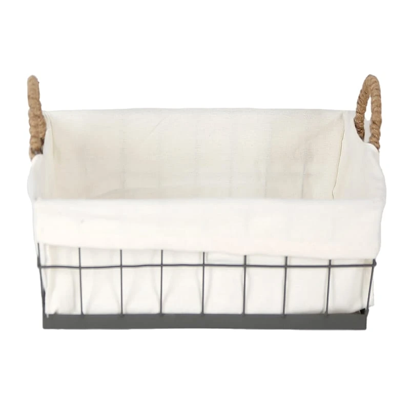 Lined Rectangle Wire Storage Basket, Medium 4 Lined Rectangle Wire Storage Basket, Medium - Image 2