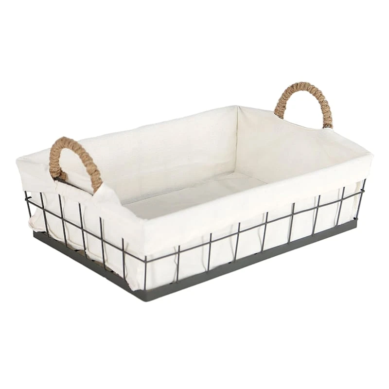 Lined Rectangle Wire Storage Basket, Medium 3 Lined Rectangle Wire Storage Basket, Medium