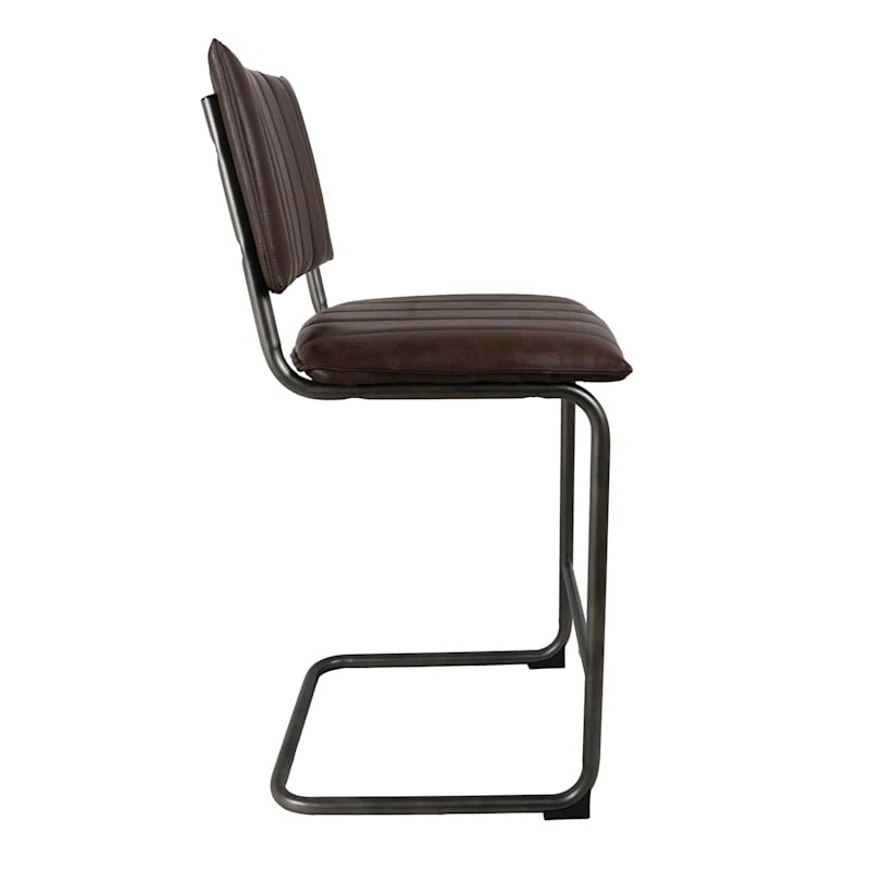 Luka Faux Leather Counter Stool, Dark Brown 5 Luka Faux Leather Counter Stool, Dark Brown - Image 3