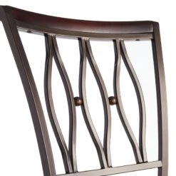 Marsol Brown Metal Swivel Barstool With Faux Leather Seat -Furniture Series Store marsol brown metal swivel barstool with faux leather seat 4