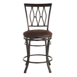 Marsol Brown Swivel Counter Stool With Faux Leather Seat -Furniture Series Store marsol brown swivel counter stool with faux leather seat 1