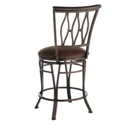 Marsol Brown Swivel Counter Stool With Faux Leather Seat -Furniture Series Store marsol brown swivel counter stool with faux leather seat 2