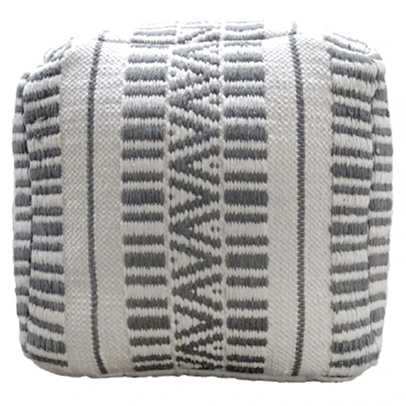 Maya Handwoven Striped Square Pouf 3 Maya Handwoven Striped Square Pouf