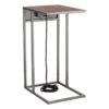 Metal C-Table With USB Port, Brown -Furniture Series Store metal c table with usb port brown