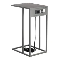 Metal C-Table With USB Port, Dark Grey -Furniture Series Store metal c table with usb port dark grey 2