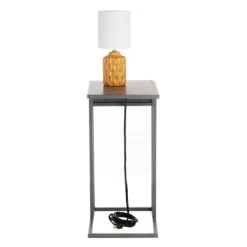 Metal C-Table With USB Port, Dark Grey -Furniture Series Store metal c table with usb port dark grey 3
