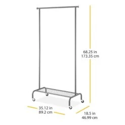 Metal Garment Rack, Gunmetal -Furniture Series Store metal garment rack gunmetal 3