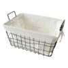 Metal Open Weave Basket With Liner & Handles, Large 1 Metal Open Weave Basket With Liner & Handles, Large -Furniture Series Store metal open weave basket with liner handles large