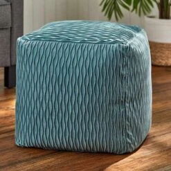 Mineral Blue Ripple Pouf 7 Mineral Blue Ripple Pouf -Furniture Series Store mineral blue ripple pouf 2