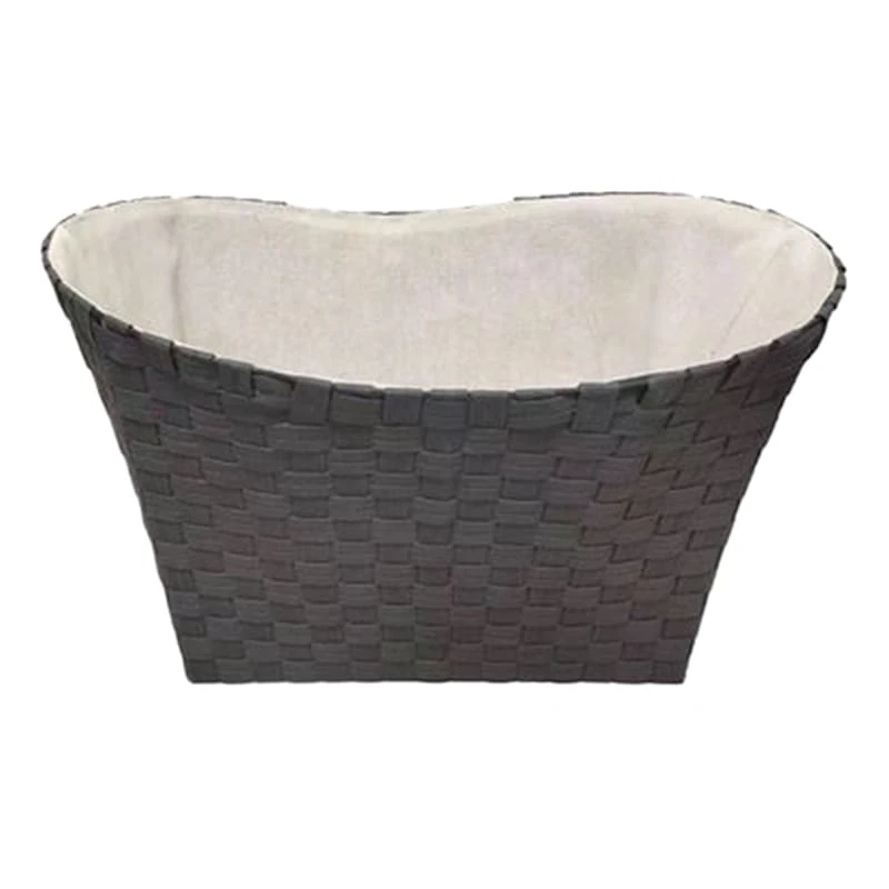 Non Woven Oval Bottom Basket With Liner, Grey 3 Non Woven Oval Bottom Basket With Liner, Grey