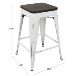 Oregon Vintage White Industrial Barstool, 24" 19 Oregon Vintage White Industrial Barstool, 24" -Furniture Series Store oregon vintage white industrial barstool 24 8