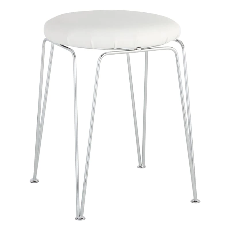 Penna Chrome & White Vanity Stool 3 Penna Chrome & White Vanity Stool