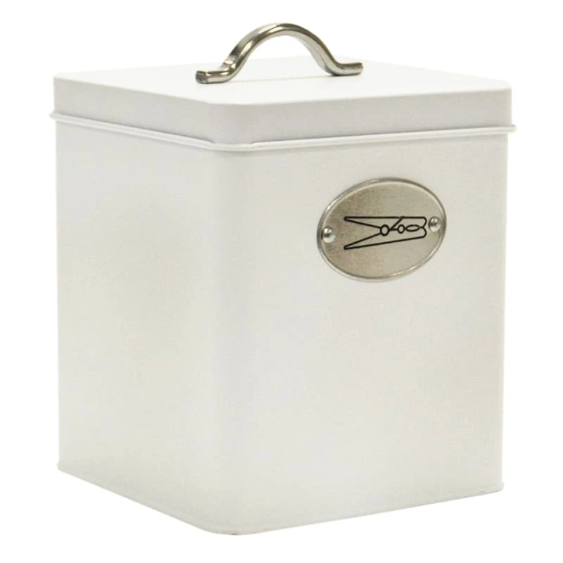 Preston White & Silver Canister, Medium 3 Preston White & Silver Canister, Medium