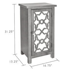 Providence 1-Door Mirrored Silver Cabinet -Furniture Series Store providence 1 door mirrored silver cabinet 4