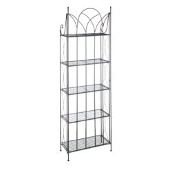 Providence 5-Tier Black Gothic Baker Rack With Metal Wire Shelves -Furniture Series Store providence 5 tier black gothic baker rack with metal wire shelves 2