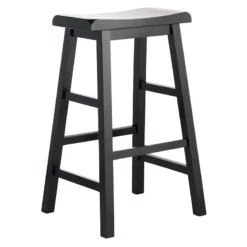 Providence Black Saddle Backless Barstool, 29"