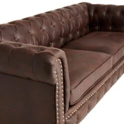 Providence Chesterfield Brown Faux Leather Tufted Sofa, 79" -Furniture Series Store providence chesterfield brown faux leather tufted sofa 79 3