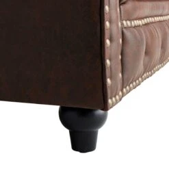 Providence Chesterfield Brown Faux Leather Tufted Sofa, 79" -Furniture Series Store providence chesterfield brown faux leather tufted sofa 79 4