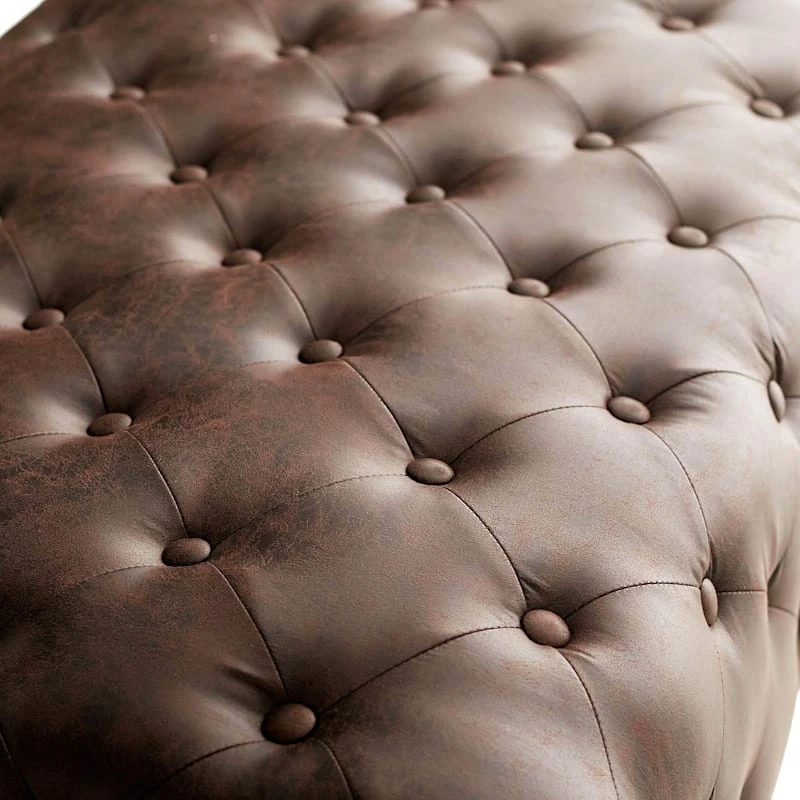 Providence Chesterfield Tufted Brown Faux Leather Ottoman 5 Providence Chesterfield Tufted Brown Faux Leather Ottoman - Image 3