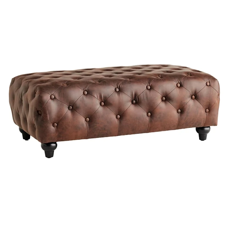 Providence Chesterfield Tufted Brown Faux Leather Ottoman 3 Providence Chesterfield Tufted Brown Faux Leather Ottoman