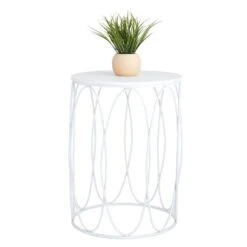 Providence Glam Oval White Drum Table, Large -Furniture Series Store providence glam oval white drum table large 1