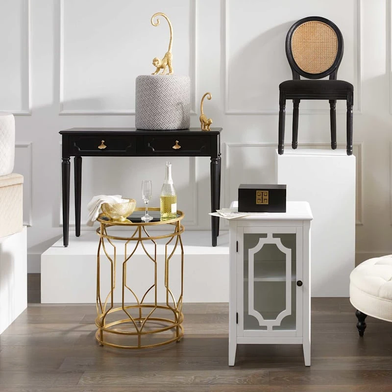 Providence Gold Quatrefoil Table With Mirror-Top, Large 4 Providence Gold Quatrefoil Table With Mirror-Top, Large - Image 2