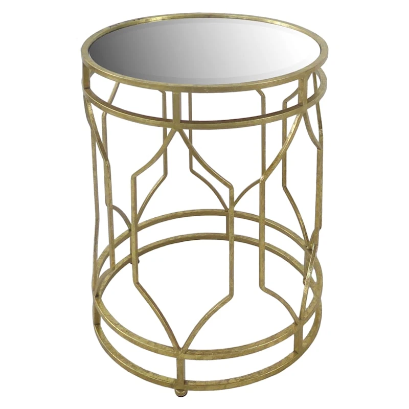 Providence Gold Quatrefoil Table With Mirror-Top, Large 3 Providence Gold Quatrefoil Table With Mirror-Top, Large