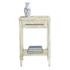 Providence Kate 1-Drawer 1-Shelf Parquet Wood Side Table -Furniture Series Store providence kate 1 drawer 1 shelf parquet wood side table 3