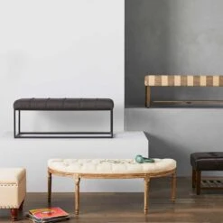 Providence Lourdes Tufted Curved Bench, Neutral -Furniture Series Store providence lourdes tufted curved bench neutral 2