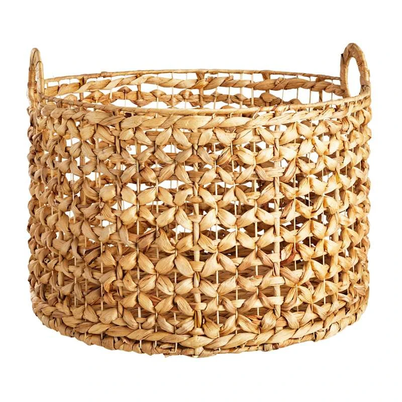 Providence Melia Round Flower Weave Storage Basket With Handles, Large 3 Providence Melia Round Flower Weave Storage Basket With Handles, Large