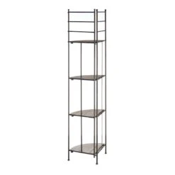 Providence Metal Corner Rack With Folding Wood-Top Shelves, 63" -Furniture Series Store providence metal corner rack with folding wood top shelves 63 2