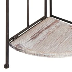 Providence Metal Corner Rack With Folding Wood-Top Shelves, 63" -Furniture Series Store providence metal corner rack with folding wood top shelves 63 3