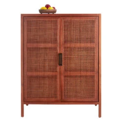Rattan 2-Door Wooden Cabinet, 47" -Furniture Series Store rattan 2 door wooden cabinet 47 2