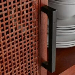 Rattan 2-Door Wooden Cabinet, 47" -Furniture Series Store rattan 2 door wooden cabinet 47 3