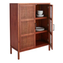 Rattan 2-Door Wooden Cabinet, 47" -Furniture Series Store rattan 2 door wooden cabinet 47 5