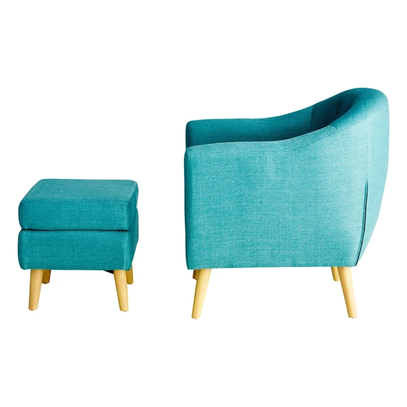 Rockwell Accent Chair & Ottoman Set, Teal 5 Rockwell Accent Chair & Ottoman Set, Teal - Image 3