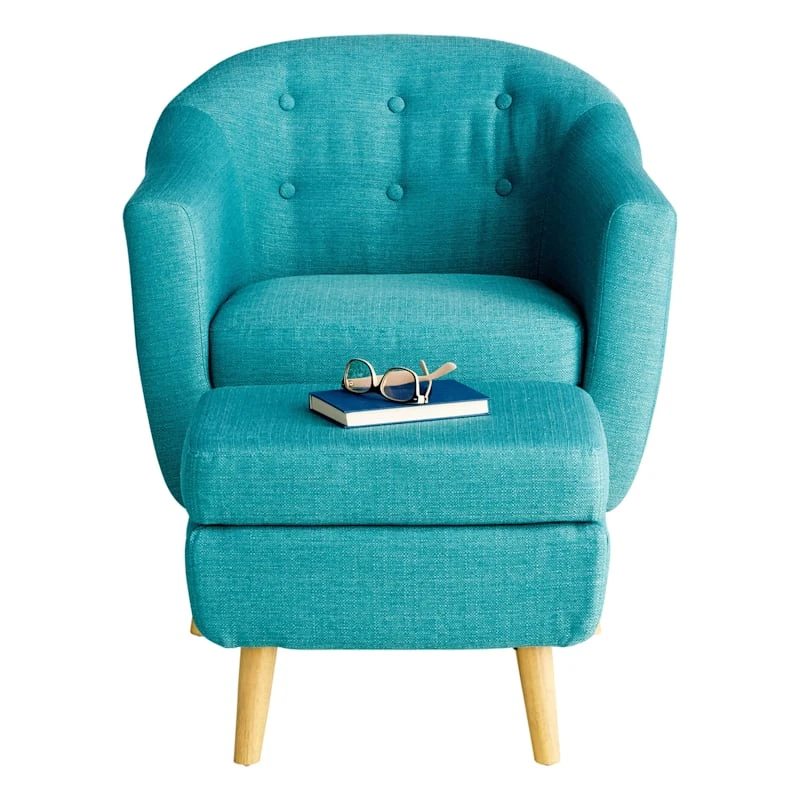 Rockwell Accent Chair & Ottoman Set, Teal 6 Rockwell Accent Chair & Ottoman Set, Teal - Image 4