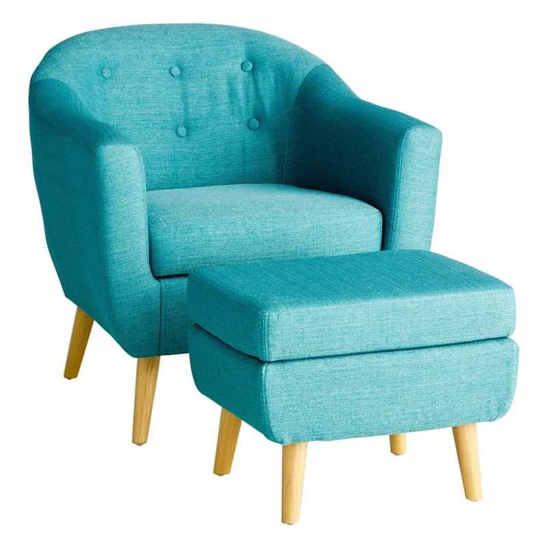 Rockwell Accent Chair & Ottoman Set, Teal 3 Rockwell Accent Chair & Ottoman Set, Teal