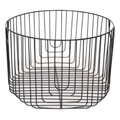 Round Black Metal Wire Storage Basket, Medium