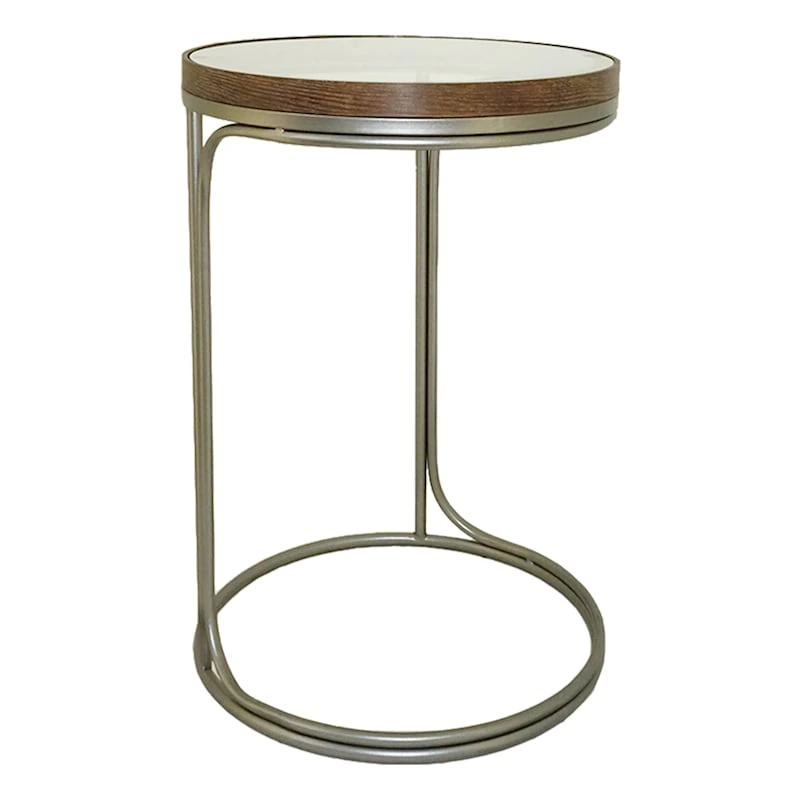 Round Clear-Top Metal C-Table, Small 3 Round Clear-Top Metal C-Table, Small
