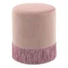 Round Ottoman With Fringe, Blush Velvet 2 Round Ottoman With Fringe, Blush Velvet -Furniture Series Store round ottoman with fringe blush velvet