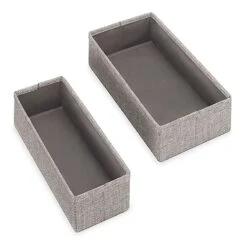 Set Of 4 Fabric Drawer Organizers, Black Herringbone -Furniture Series Store set of 4 fabric drawer organizers black herringbone 2