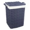 Square Laundry Hamper With Lid & Removable Liner, Navy Blue