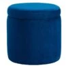 Stuart Round Storage Ottoman, Navy Blue