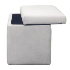 Stuart Square Storage Ottoman, Grey -Furniture Series Store stuart square storage ottoman grey 3