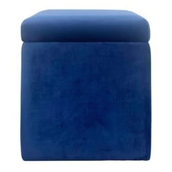 Stuart Square Storage Ottoman, Navy Blue -Furniture Series Store stuart square storage ottoman navy blue 2