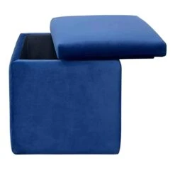 Stuart Square Storage Ottoman, Navy Blue -Furniture Series Store stuart square storage ottoman navy blue 3