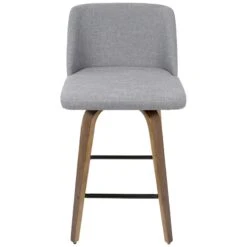 Toriano Walnut & Grey Counter Stool, 26" -Furniture Series Store toriano walnut grey counter stool 26 2