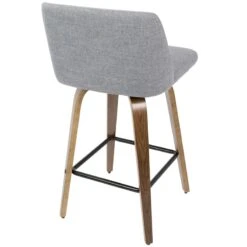Toriano Walnut & Grey Counter Stool, 26" -Furniture Series Store toriano walnut grey counter stool 26 3