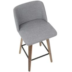 Toriano Walnut & Grey Counter Stool, 26" -Furniture Series Store toriano walnut grey counter stool 26 6